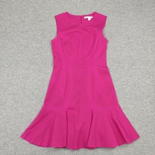 Diane Von Furstenberg Dress Womens 2 Pink Jaelyn Fit & Flare Ruffle Hem Stretch