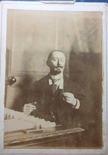 C. 1900 Hersteller Glühbirnen Röhre Ingenieur Foto 19. Jh. Frankreich Beruf Schnurrbart