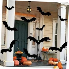 12Pcs Halloween Hanging Bats, Large Flying Plastic Bats Outdoor Decor for