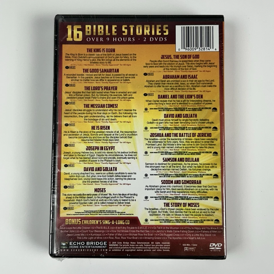 16 Bible Stories for the Whole Family (DVD + Bonus Sing-A-Long CD, 2014) New - Image 2 of 4