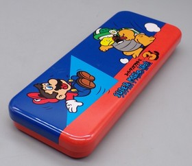 1988 Japanese NINTENDO Super MARIO 3 tin PENCIL CASE Bandai PROMO Famicom NES !!