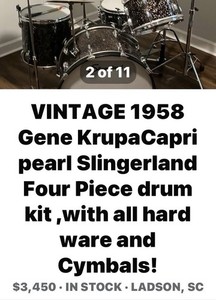 Slingerland 1958 Gene Krupa Capri Pearl Drum Kit with Zildjian Cymbals
