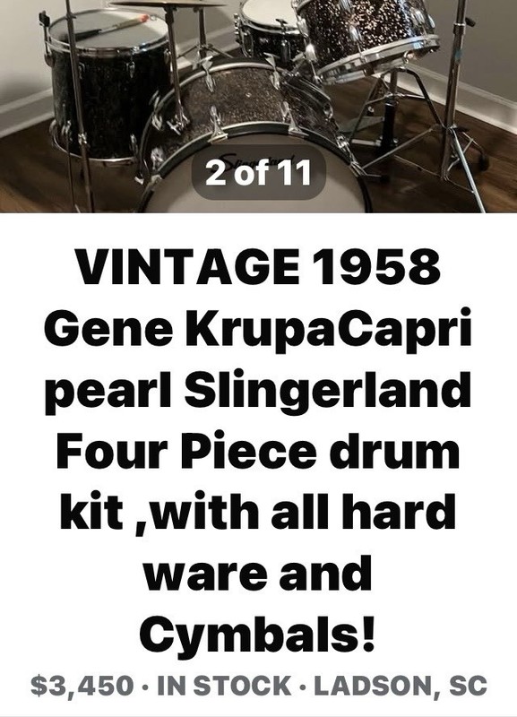 Slingerland 1958 Gene Krupa Capri Pearl Drum Kit with Zildjian Cymbals