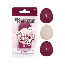 Real Techniques Cherry on Top Mini Marshmallow Puff Trio, Mini Makeup Puffs for 