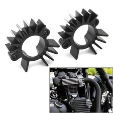 Black Exhaust Head Heat Sink Cooling Fin Clamps Fit Street Twin Scrambler Bobber