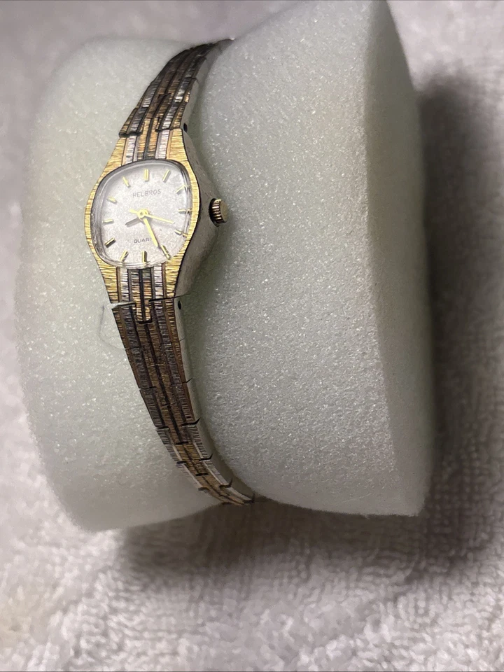 Helbros Reloj Mujer Vintage Analógico Cuarzo Dos Tonos Dorado Plata 6.5 Pulgadas 18 mm Foto 2 de 4