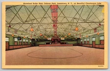 Skateland Roller Rink Jamestown New York NY UNP Linen Postcard XD8