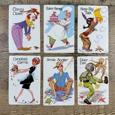 6 Vintage Whitman Old Maid Single Swap Playing Cards Collect Craft Trade