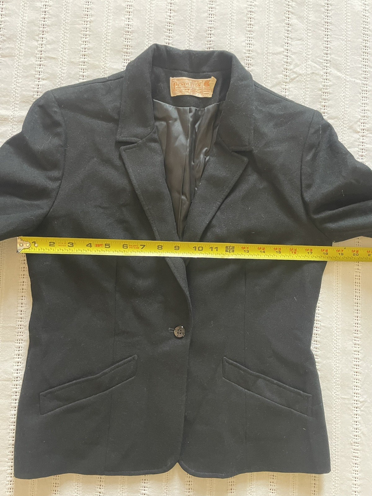 VTG Pendleton Woolmark Black Lined Blazer. Size S… - image 11