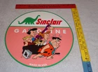 VINTAGE SINCLAIR GASOLINE +THE FLINTSTONES BROKEN CAR 12" METAL TV SHOW OIL SIGN