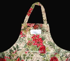 April Cornell Merry Antique Christmas Kitchen Chef Apron w Pocket Cotton - New