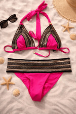 NWT Dolcessa roma banded bikini in fusia, Small $195 A20