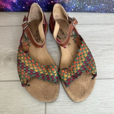 Calza Hortegas Mexican Huarache Sandals Handwoven Aztec Southwestern Leather 7