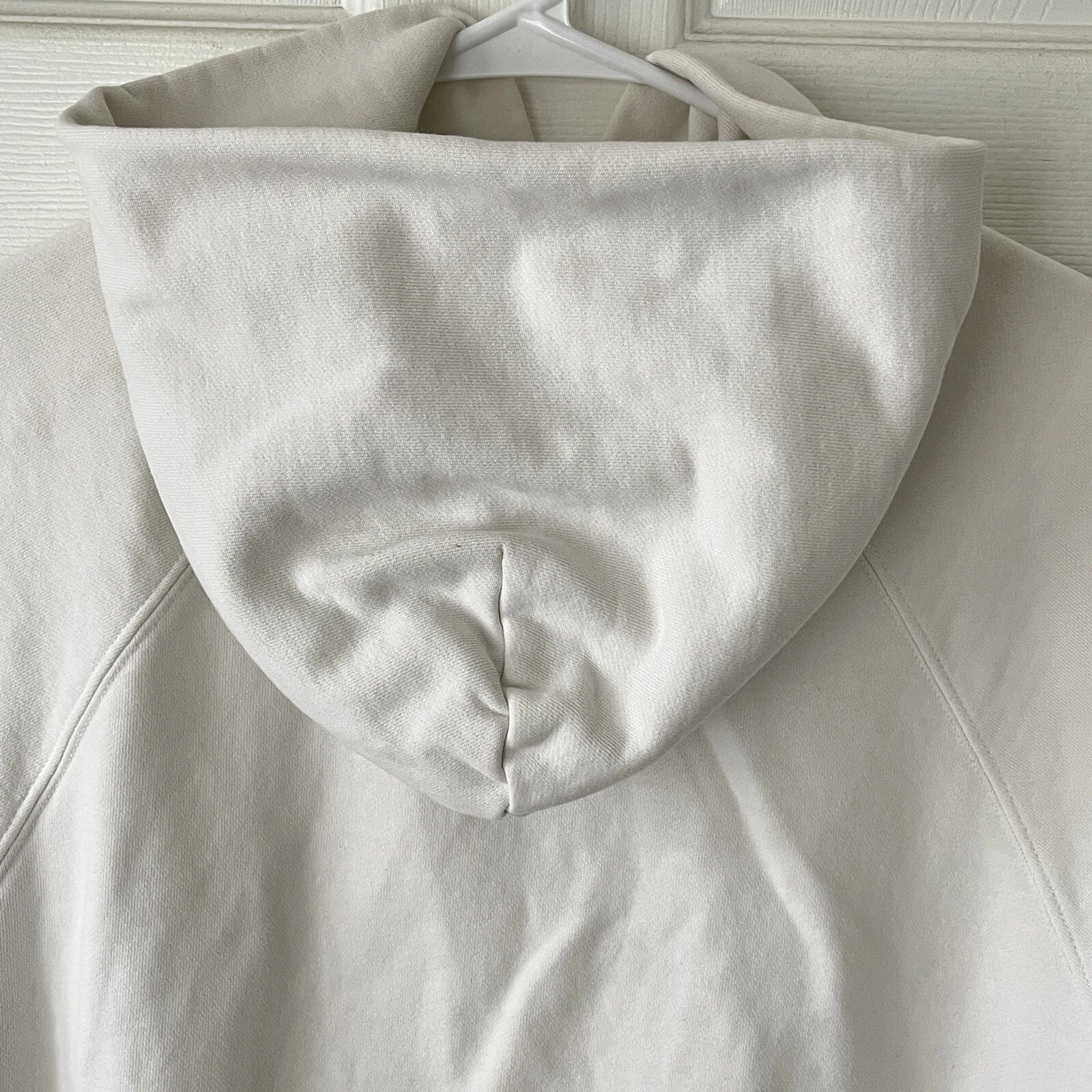 Fear of GOD Essentials Felpa con cappuccio manica corta FOG bianca M cotone tasca canguro