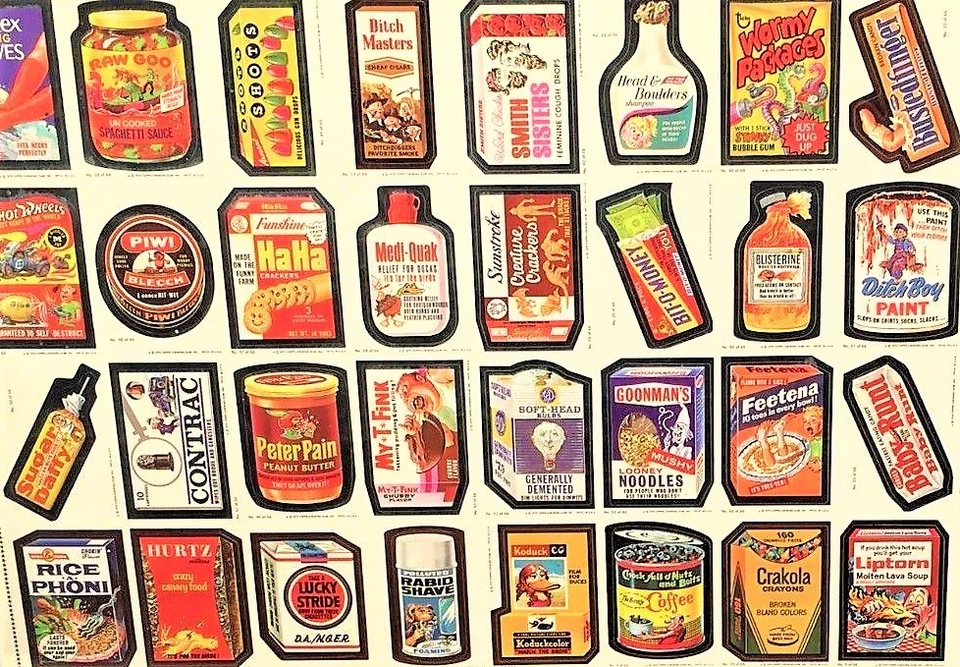 Vintage UnCuT Card Sticker Sheet 70's WaCkY Packages Packs has S)hot Wheels NM - Image 2 of 4