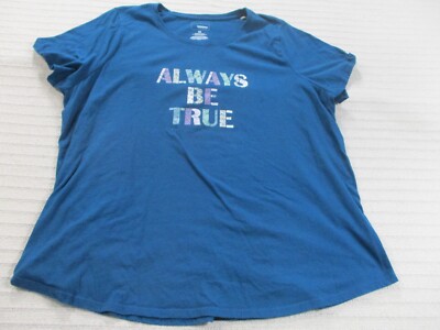 Always Be True Womens Shirt 2X Blue Short Sleeve Crew Neck Sonoma Cotton Blend