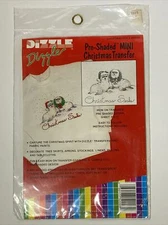 Vintage Dizzle ART Pre-Shaded MINI Christmas SEALS Transfer Iron On #52003