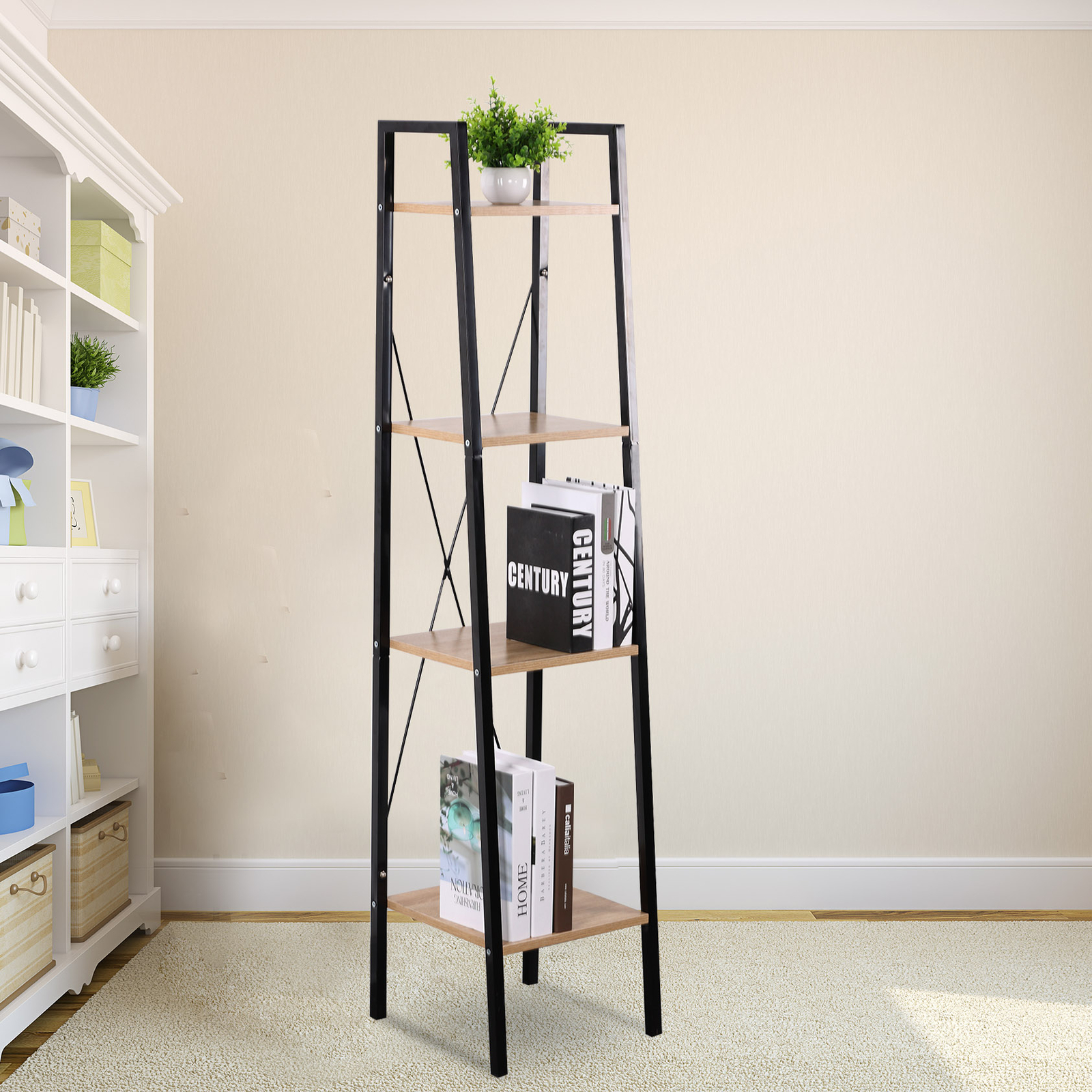 Immagine 51 - WOLTU Scaffale Angolo 4 Ripiani per Studio Ufficio Mensole in Legno Porta Piante