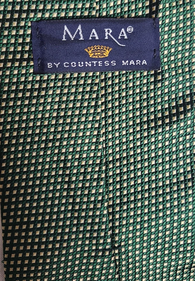 Corbata para hombre Countess Mara verde vivo pequeña a cuadros 100 % seda hecha en EE. UU. Foto 4 de 4