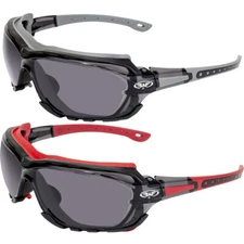 2 Pairs of Global Vision Octane Motorcycle Glasses Grey and Red Smoke Lenses