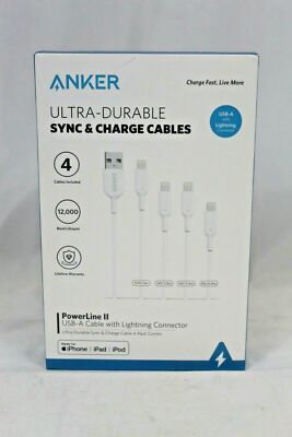 Anker PowerLine II USB-A to Ultra Durable Charging Cable 4-pack Apple.