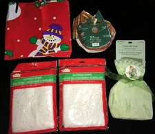 NEW CHRISTMAS LOT plaid CRAFT RIBBON 2 GLITTER DRAPES FABRIC GIFT WRAP TABLE CLO