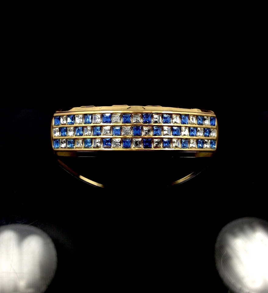 NEW! 14k Gold GP Top 6 Tooth Grillz iced SAPPHIRE BLUE cz Mouth Grills Bling out - Image 2 of 4