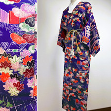   Near Mint  antique kimono,japanese kimono , kimono robe, navy kimono,