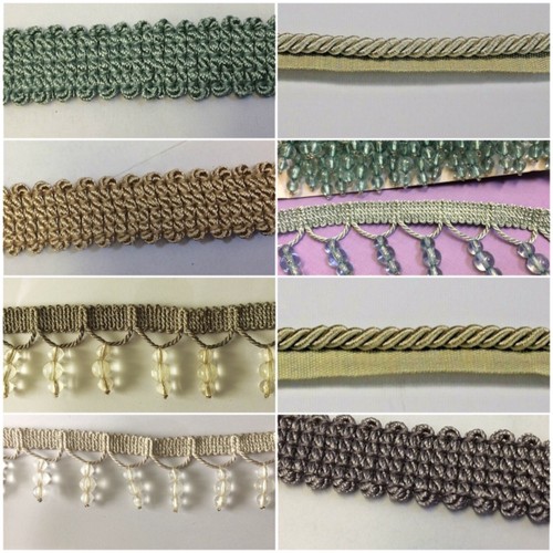 Designer Shaped Beaded Trim, Braid & Insertion Cord For Curtain Blind