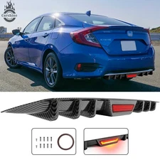 For Honda Civic Lower Rear Bumper Diffuser Lip with LED Tail Brake Stop Light