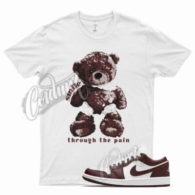 White SMILE Shirt for J1 1 Low Bronze Eclipse Bordeaux Burgundy Brown 