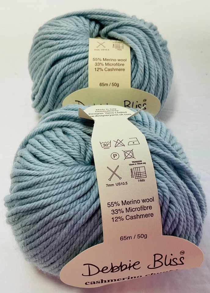 Debbie Bliss Cashmerino Chunky Yarn Lot of 2 Lt Blue Sport New Plied Italy - Image 4 of 4