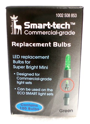 Santa's Best Smart-Tech ECO Smart 100ct 7mm LED Bulbs in GREEN  997003HO  #53