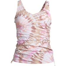 New Lands' End Adjustable Underwire Tankini Top 522543 White Burst Tie Dye