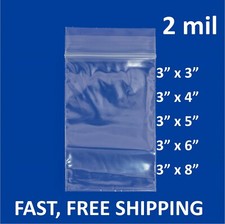 3"x 3",4,5,6,8 Clear 2 Mil Plastic Zip Seal Bag Reclosable Top Lock Baggies 2Mil