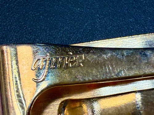 Tribal Art Pattern Gold Tone? Signed Vintage Money Clip to engrave - Picture 5 of 17