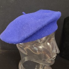 Vintage Blue 11  French Beret Basque 100 Wool Czechoslovakia