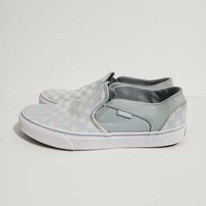 Vans Womenâ's Asher Checkerboard Canvas Slip On Skater Shoes 9 Light Blue | eBay