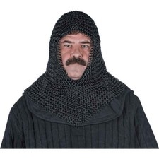 Blackened Butted Chainmail Coif Aluminium Hood Chainmail Coif Chain Mail