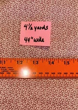 4.5 Yards White With Dark Plum Tiny Vines Leaves Cotton Blend Fabric