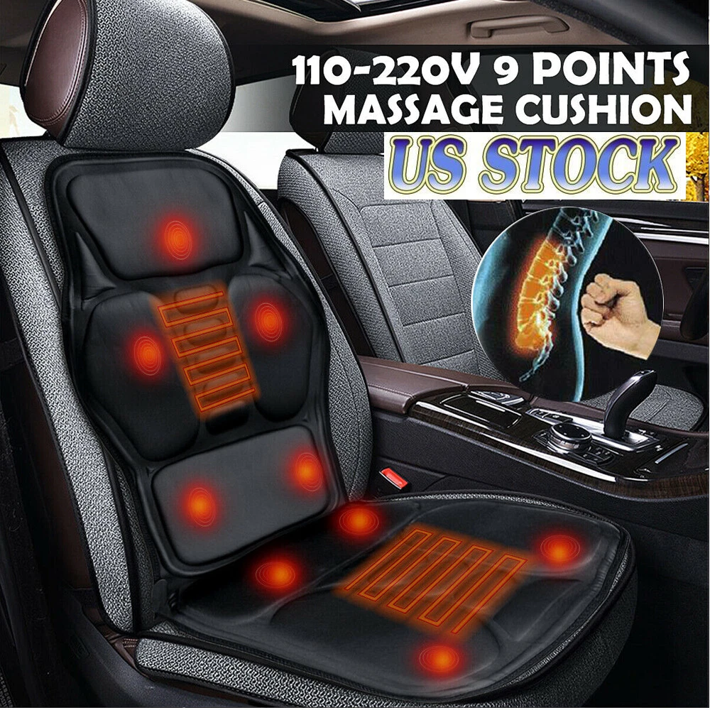 9 Intensity Electric Heated Back Massage Cushion Car Seat Full Body  Massager NEW