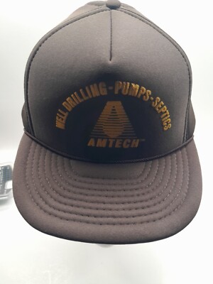 Vintage Well Drilling Pumps Septics Amtech Baseball Hat Otto Cap Brown Snap Back