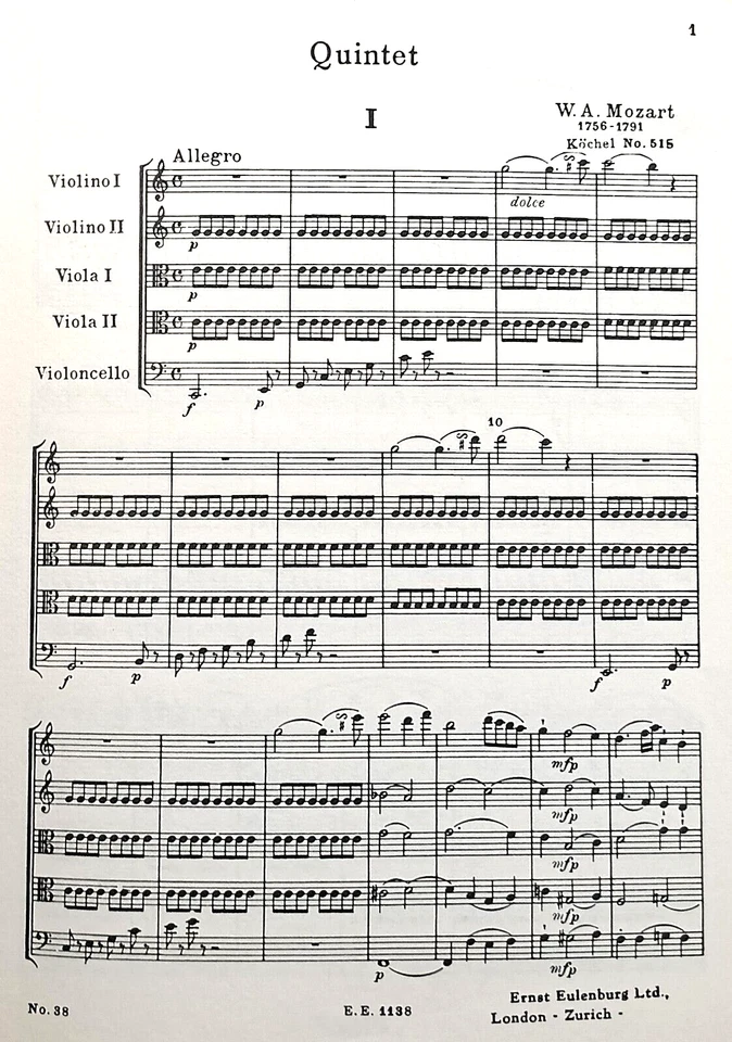 MOZART - String Quintet in C major- KV 515 - Edition Eulenburg study score - Image 2 of 2