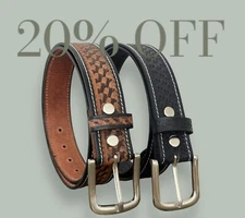 Handmade Men's Western Belt Genuine Full Grain Leather With Removable Buckle