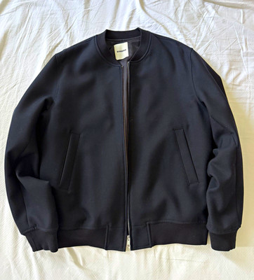 Sandro Men's Black Bomber Jacket Full Zip Stand Collar Pockets Size XXL
