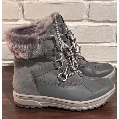 Baretraps Danula Grey Waterproof Winter Duck Boots Women 6M Gorpcore Cozy Rugged