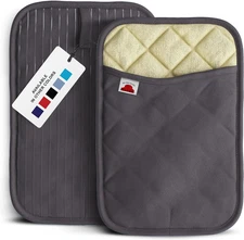 - Silicone Pot Holders- Set of 2 Grey- 10X3 - Heat Resistant Kitchen Protectors 