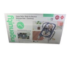 New in Box Ingenuity Happy Belly Rock-to-Bounce Massage Seat - Chambray