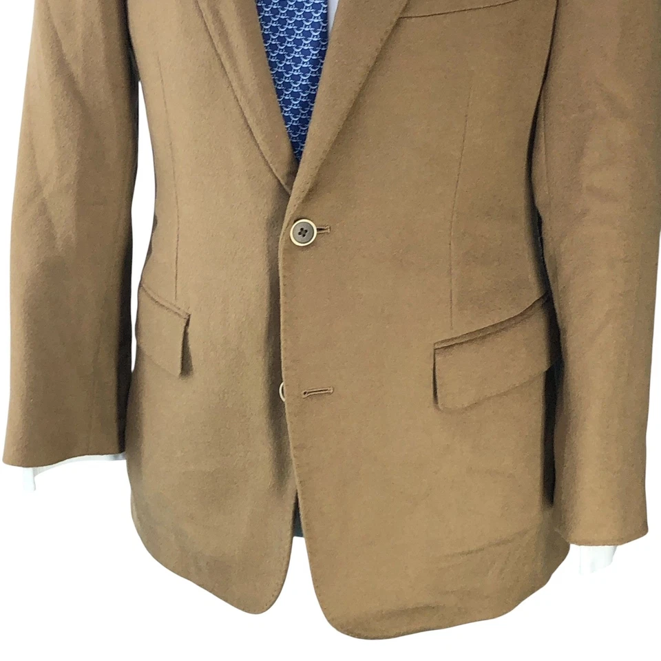 IBIZA Sport Coat Mens 40R Wool Cashmere Tan Two Button Notch Lapel Classic Fit - Image 3 of 4