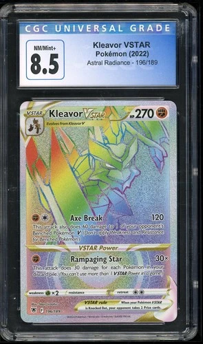 Pokémon Kleavor VSTAR 2022 Astral Radiance 196/189 Rainbow Rare Holo CGC 8.5
